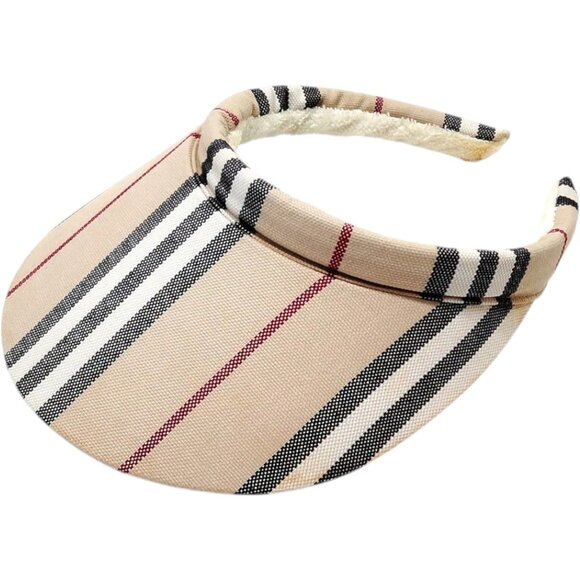 (S2) Authentic Burberry Cap Sun Visor Beige Fablic Luxury Vintage Designer Handb - Picture 1 of 10